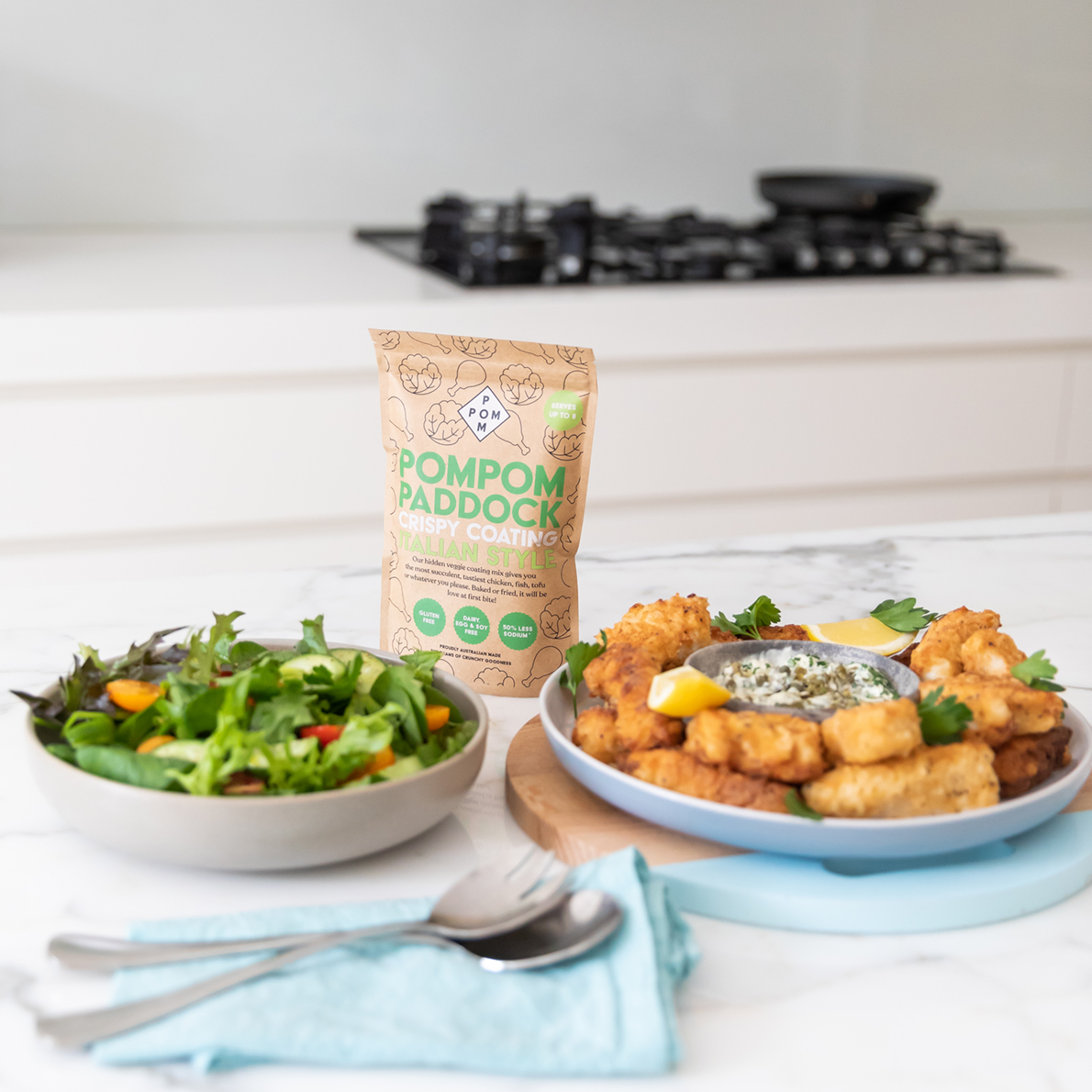 Crispy Coated Italian Style Fish PomPom Paddock